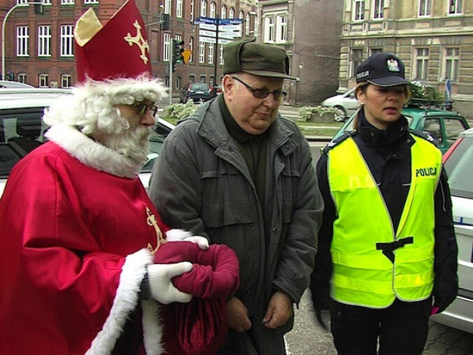 Mikołaj na drodze - grafika