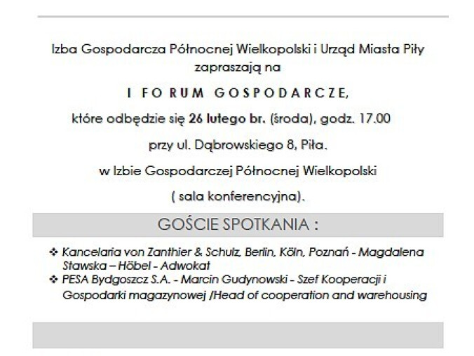 I Pilskie Forum Gospodarcze   - grafika