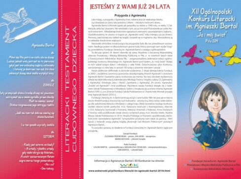 XII Ogólnopolski Konkurs Literacki im. Agnieszki Bartol  - grafika