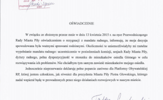 Radny RM Piły zrezygnował