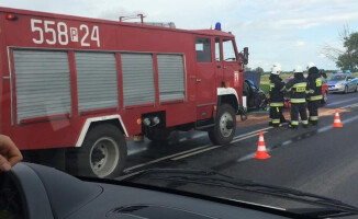 Potrącony rowerzysta i stłuczka 4 aut