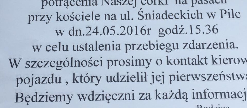 Widziałeś ten wypadek? Daj znać! Rodzice proszą o pomoc