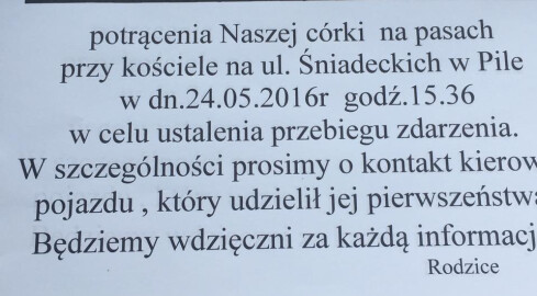 Widziałeś ten wypadek? Daj znać! Rodzice proszą o pomoc - grafika