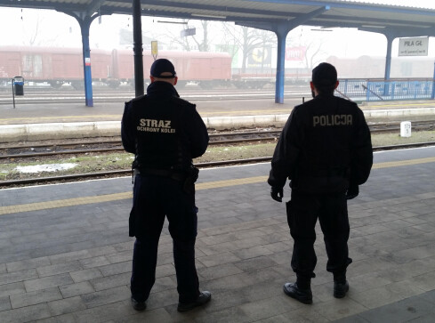 Policja, żandarmeria i sokiści patrolują dworzec - grafika