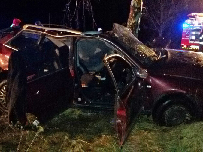 Śmiertelny wypadek. Audi uderzyło w drzewo - grafika