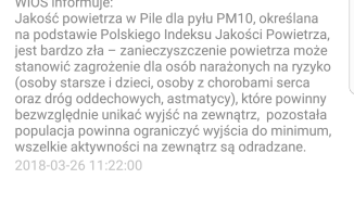 Bardzo zła jakość powietrza w Pile
