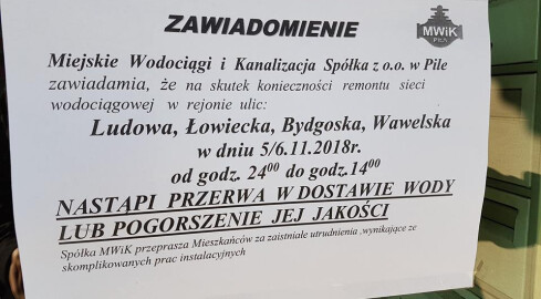 MWiK późno powiadomił o przerwie w dostawie wody - grafika