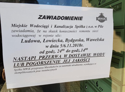 MWiK późno powiadomił o przerwie w dostawie wody - grafika