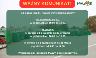 Zmiana dni i godzin otwarcia PSZOK-u w Pile