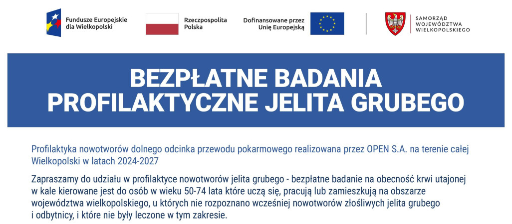 Profilaktyka nowotworów dolnego odcinka przewodu pokarmowego realizowana przez OPEN S.A. na terenie całej Wielkopolski