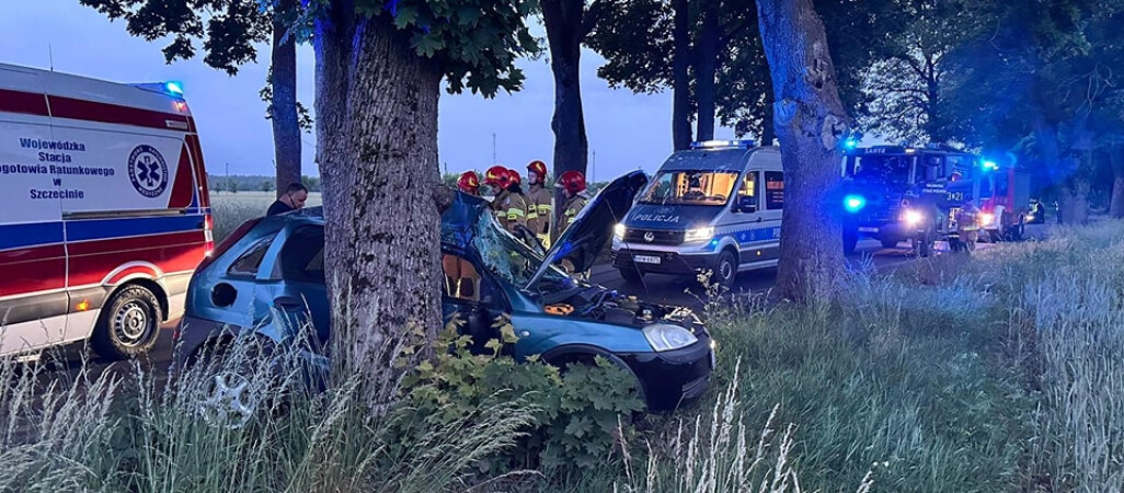 Śmiertelny wypadek. Osobówka uderzyła w drzewo