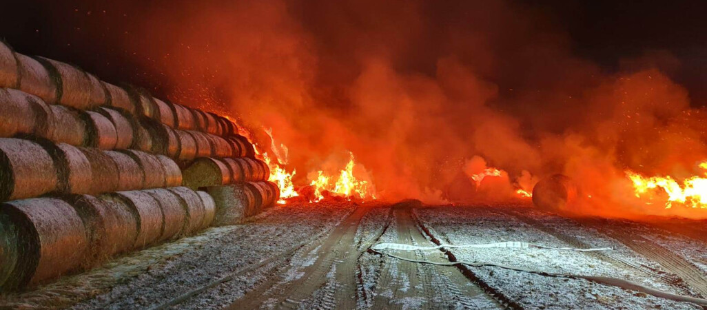 Pożar stogów w Stajkowie