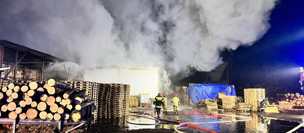 Pożar tartaku w Tucznie