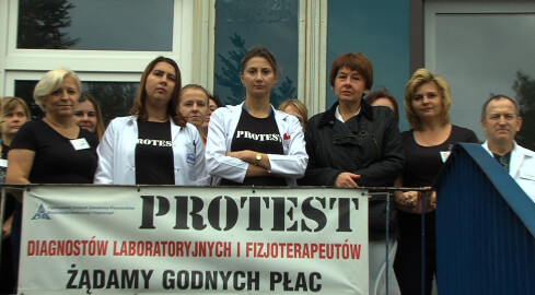 Protest diagnostów laboratoryjnych i fizjoterapeutów  - grafika