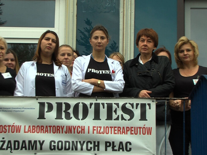 Protest diagnostów laboratoryjnych i fizjoterapeutów  - grafika