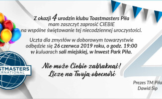 Pilski klub Toastmasters obchodzi 4 urodziny