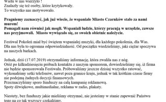 Festiwal Pokoleń w Czarnkowie odwołany!