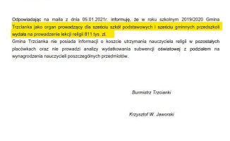 Ile kosztuje nas podatników religia w szkołach? [ZESTAWIENIE]