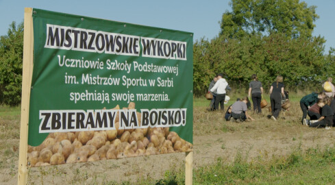 Mistrzowskie wykopki - uczniowie zbierają na boisko - grafika
