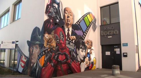 Mural na wałeckim kinie - grafika