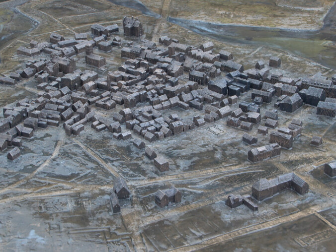 Miniaturowa mapa miasta sprzed stu lat - grafika
