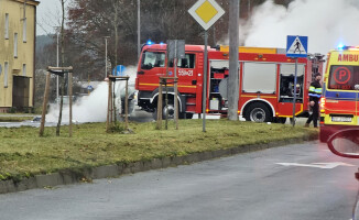 Wypadek na Wojska Polskiego. Motocykl stanął w płomieniach