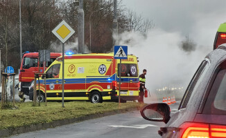 Wypadek na Wojska Polskiego. Motocykl stanął w płomieniach