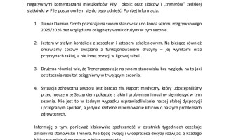 Trudna sytuacja w KS Piła? Jest mocne stanowisko klubu