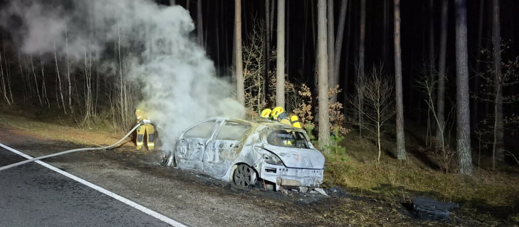Auto spłonęło doszczętnie
