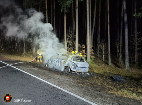 Auto spłonęło doszczętnie - grafika