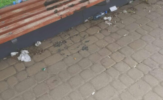 Brudny przystanek. Brak śmietnika