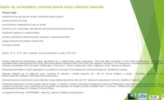 Bezpłatne warsztaty z pisania eseju