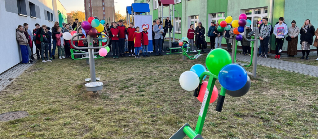 Zewnętrzna siłownia dla uczniów szkoły specjalnej 