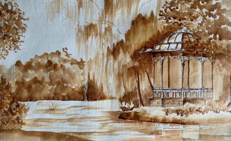 Obrazy namalowane... kawą. Można je obejrzeć w Pile