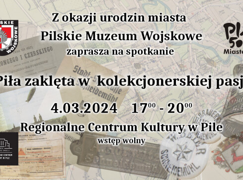 "Piła zaklęta w kolekcjonerskiej pasji" [zaproszenie] - grafika