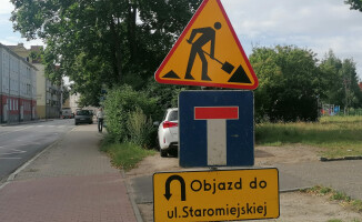 Zamknięta ul. Okrzei w Pile 