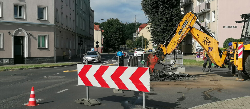 Zamknięta ul. Okrzei w Pile 