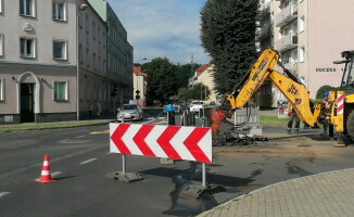 Zamknięta ul. Okrzei w Pile 