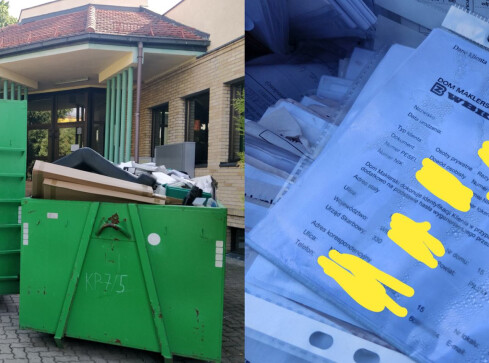 Dokumenty z danymi osobowymi klientów banku w kontenerze na śmieci - grafika