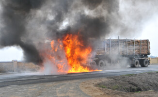 Płonęła ciężarówka