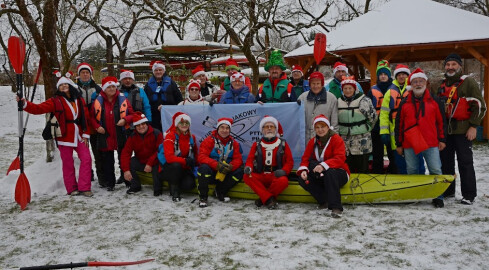 Spływ Mikołajkowy Gwdą w zimowej scenerii - grafika