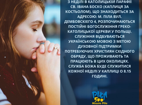 Msza grekokatolicka w każdą niedzielę w Pile  - grafika