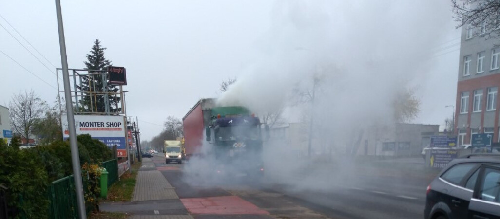Samochód ciężarowy zapalił się w Pile