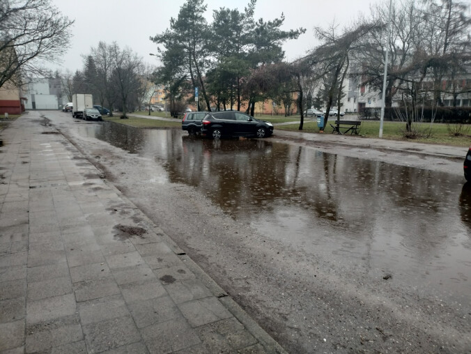 Zalana ulica Grabowa w Pile - grafika