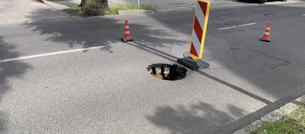 Utrudnienia na Kilińskiego w Pile. Zapadła się część jezdni