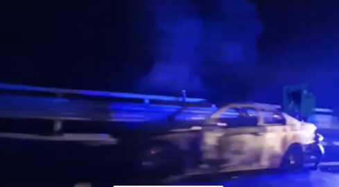 Auto spłonęło na obwodnicy Wałcza - grafika