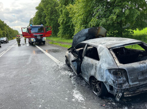 Audi A3 spłonęło doszczętnie na DK11  - grafika