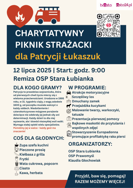 Charytatywny piknik strażacki dla Patrycji Łukaszuk - grafika