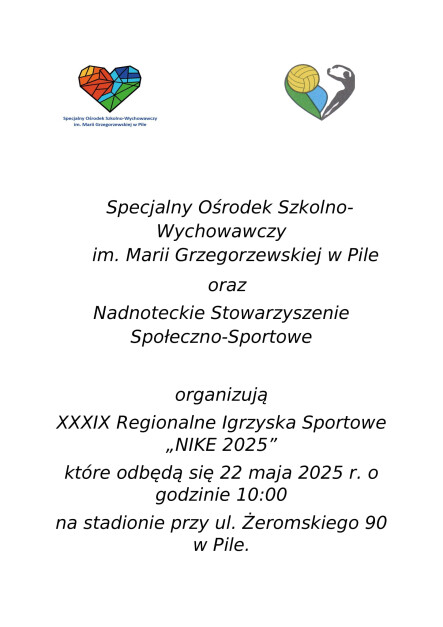 XXXIX Regionalne Igrzyska Sportowe „N I K E 2025” - grafika