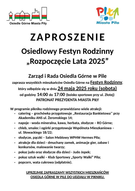 Osiedlowy Festyn Rodzinny "Rozpoczęcie Lata 2025" - grafika